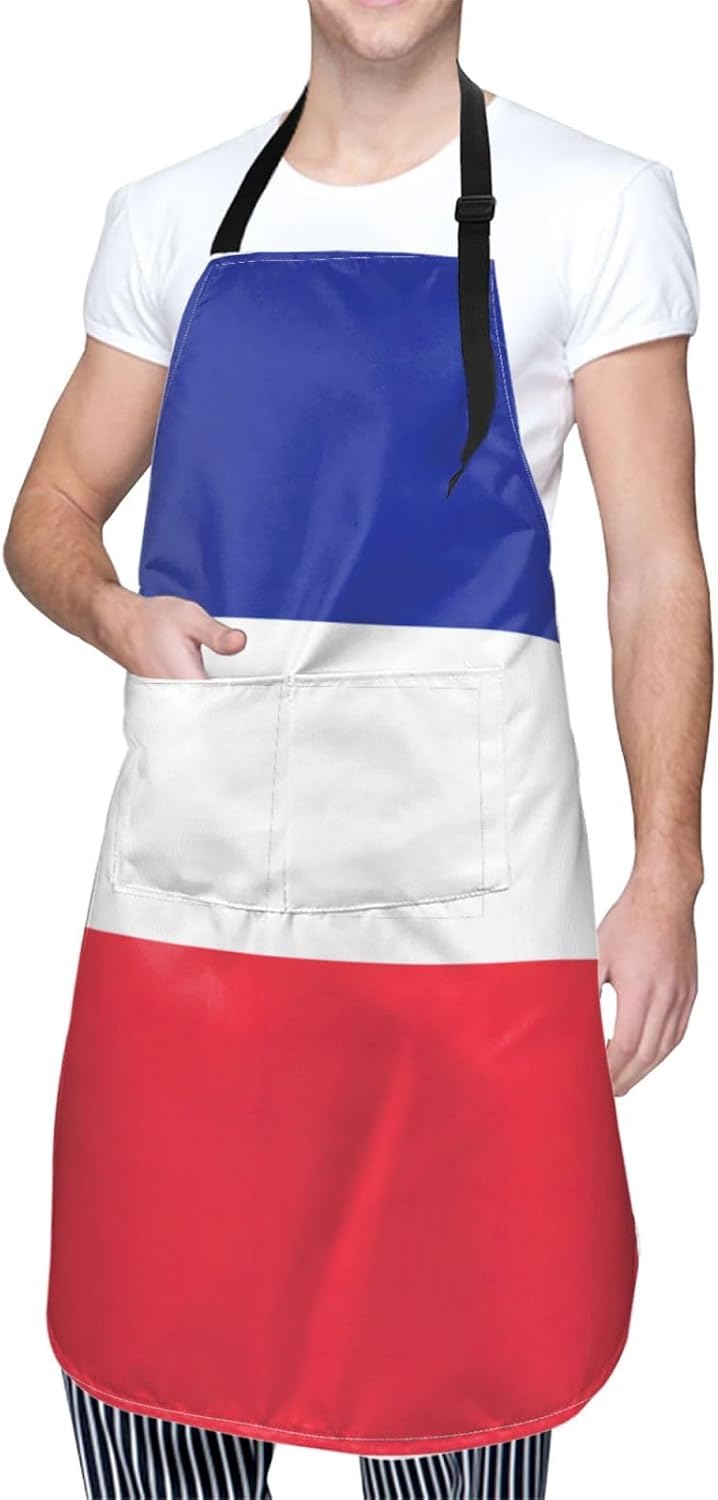French flag print Waterproof apron with pocket adjustable cooking apro