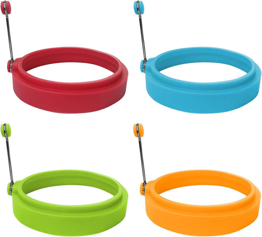 Food Grade Silicone Egg Rings, Multicolor, Egg Ring Molds for Cooking, Fried Egg Rings(4 Pack, 4 Inches)