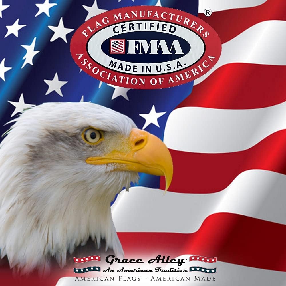 Grace Alley American Flag 3x5, Made in the USA, Outdoor UV Fade Resistant, Waterproof, Vibrant Color, Long Lasting Polyester Cotton Blend with Brass Grommets
