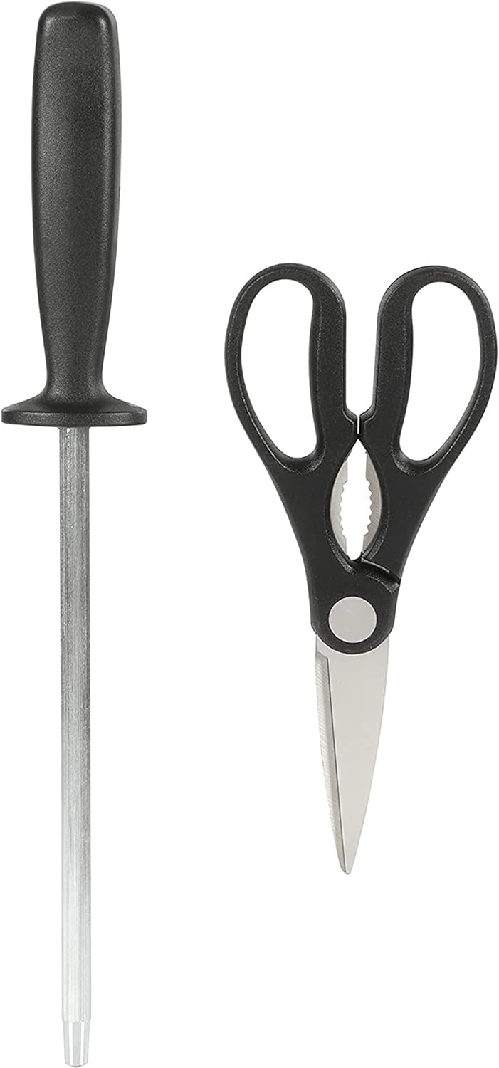 Oster Langmore 15-Piece Stainless Steel Knife Block Set with Black Han