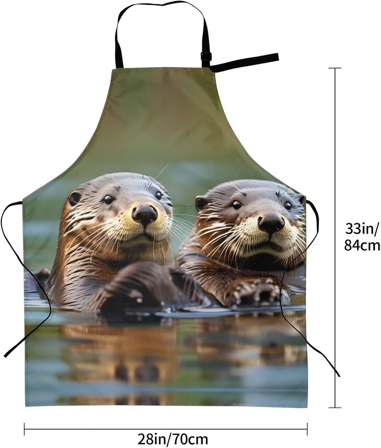 Otters print Waterproof apron with pocket adjustable cooking apron for adult kitchen bibs to bake