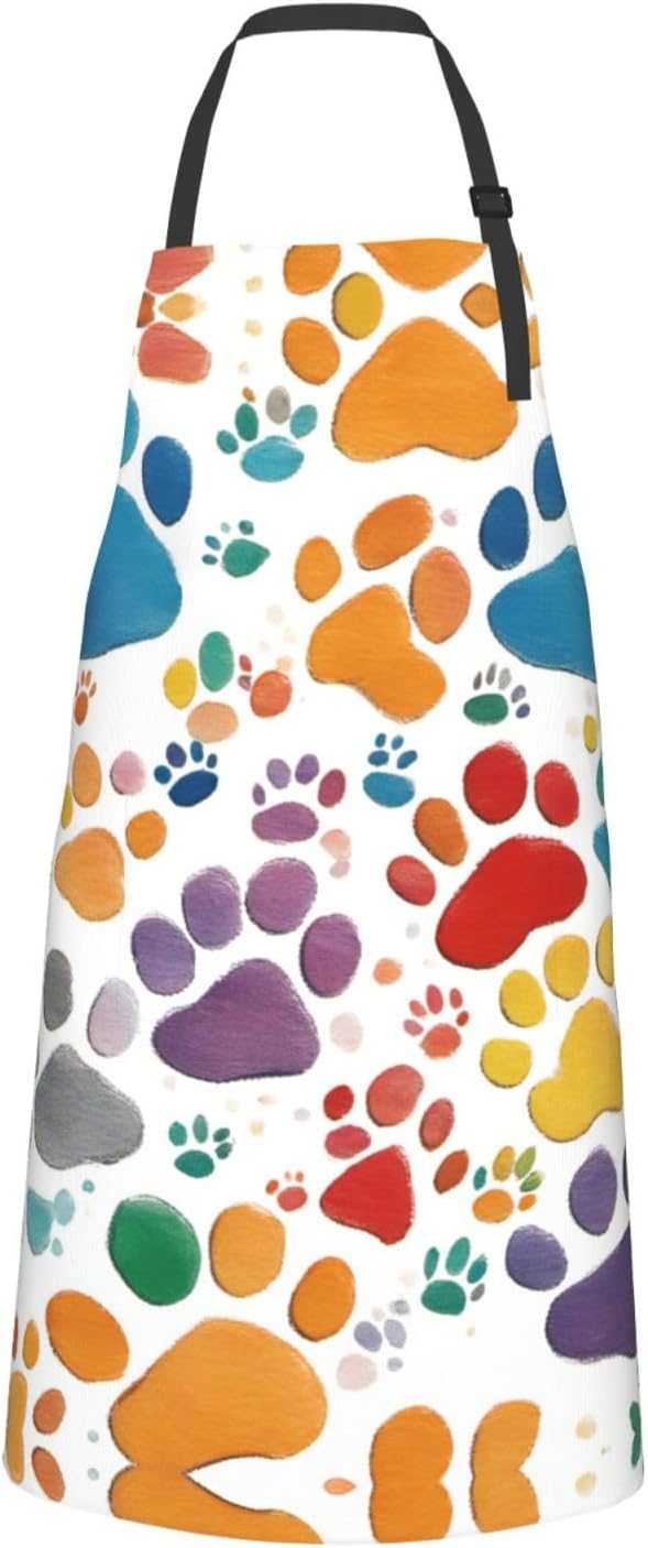 Paw Prints Art 1 print Waterproof chef's apron with pocket apron for kitchen cooking baking barbecue and gardening