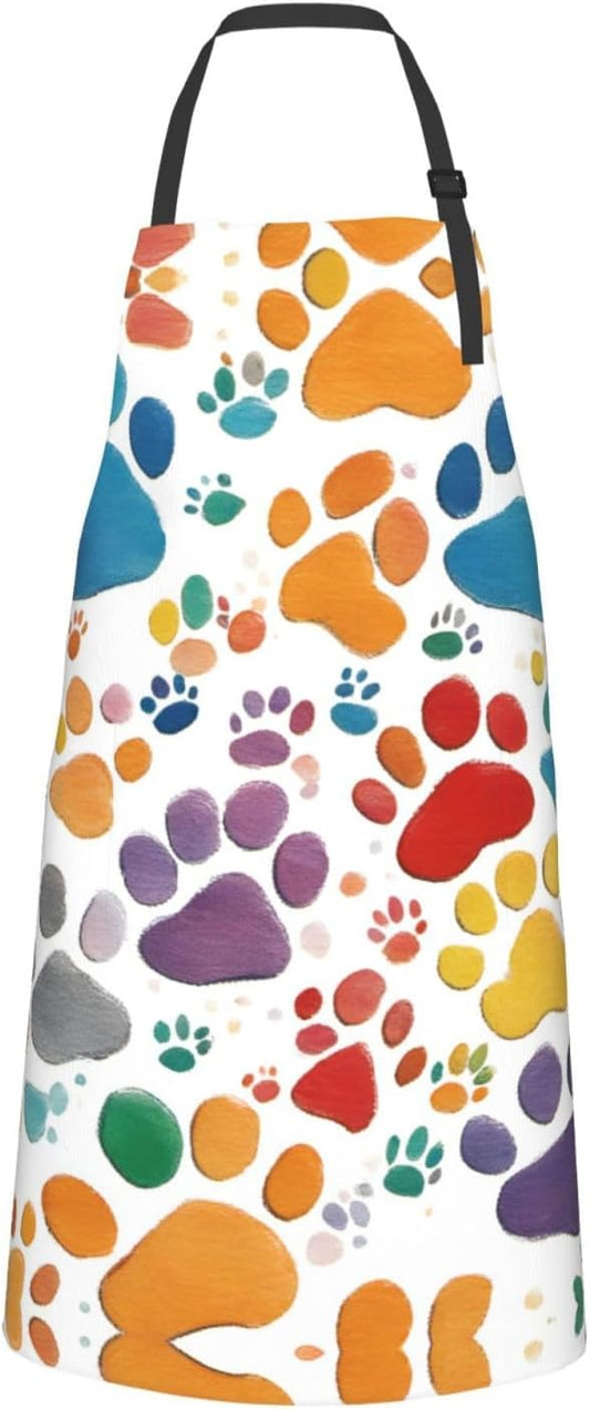 Paw Prints Art 1 print Waterproof chef's apron with pocket apron for kitchen cooking baking barbecue and gardening