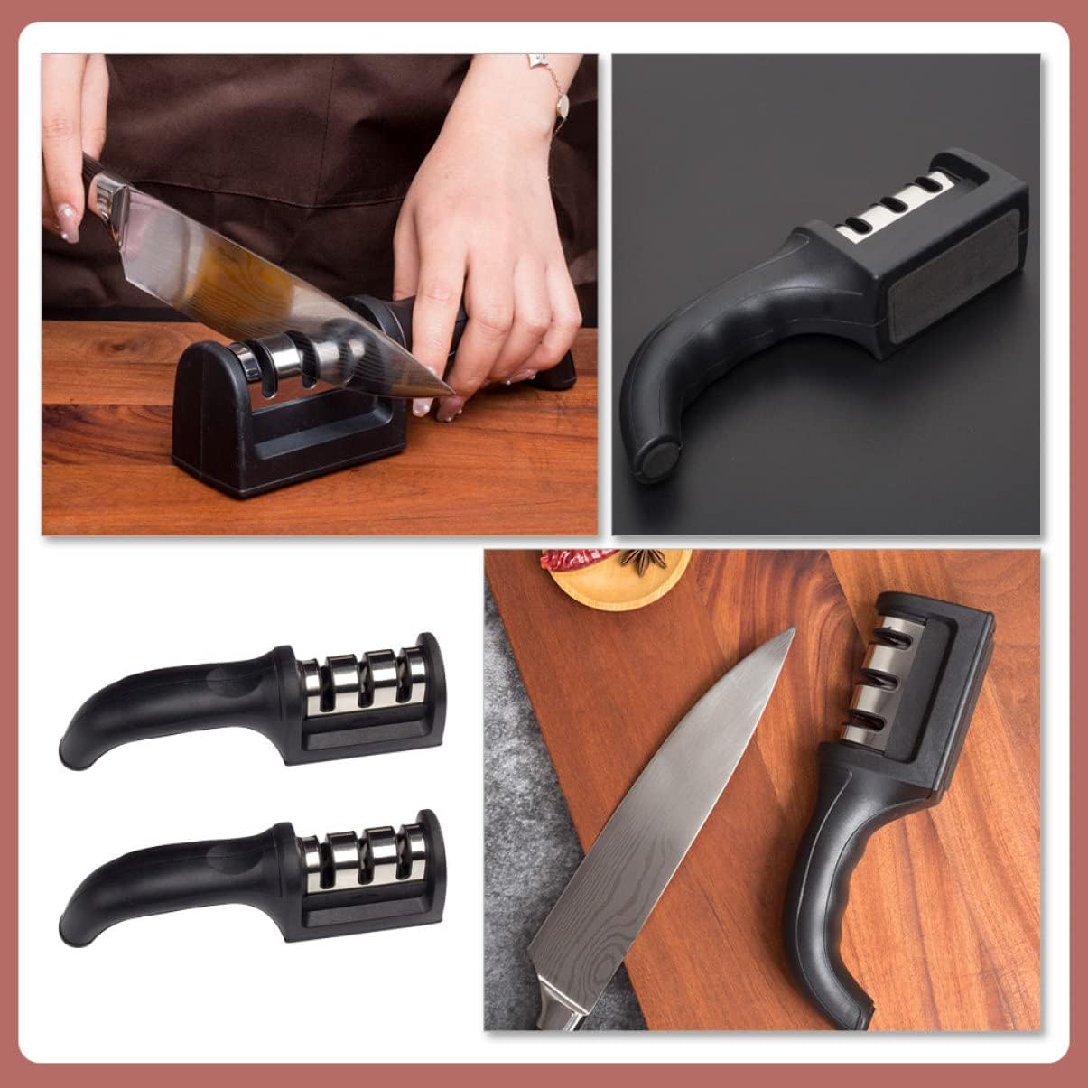 PRETYZOOM 2 Pcs Handheld Kitchen Cutter Sharpener Quick Diamond Sharpe