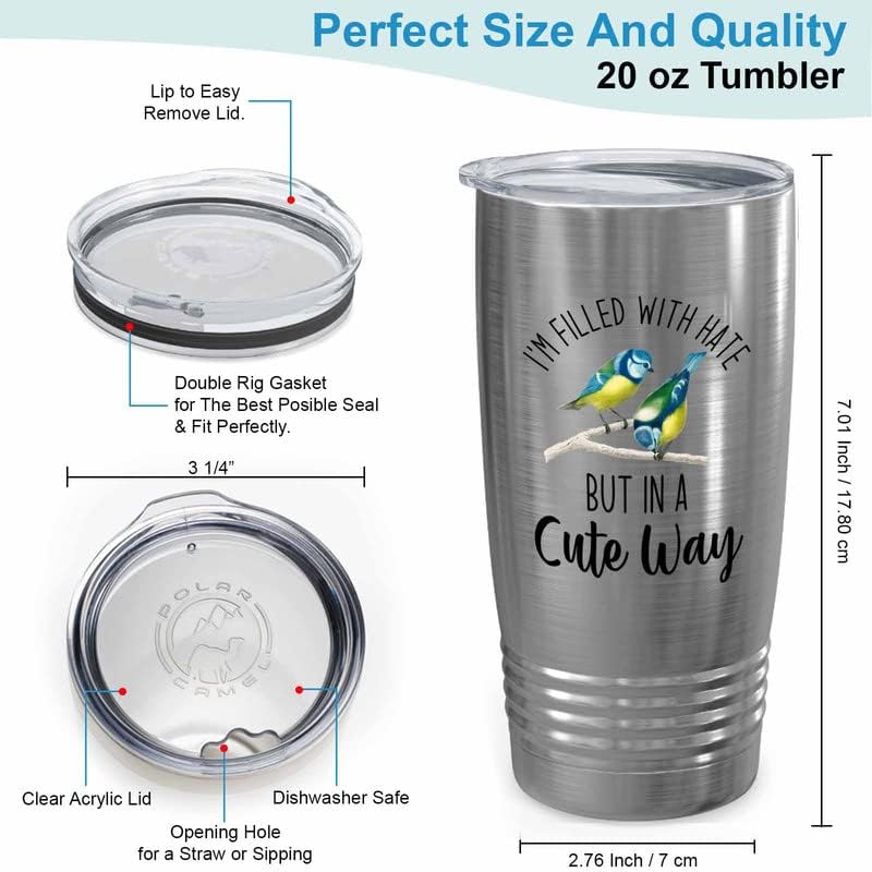 Bird Lover Silver Edition Viking Tumbler 20oz - Hate Cute Way - Hummin