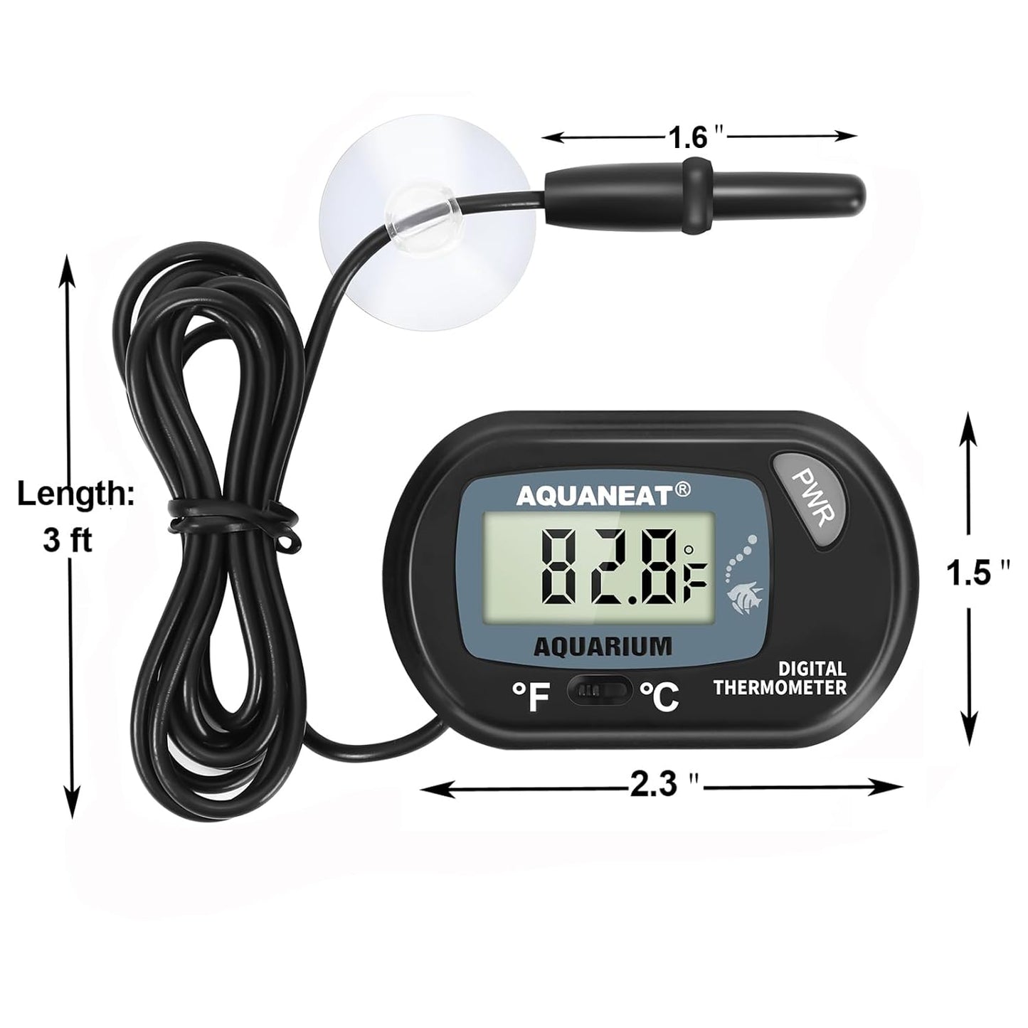 AQUANEAT 2 Pack Aquarium Thermometer, Fish Tank Thermometer, Digital T