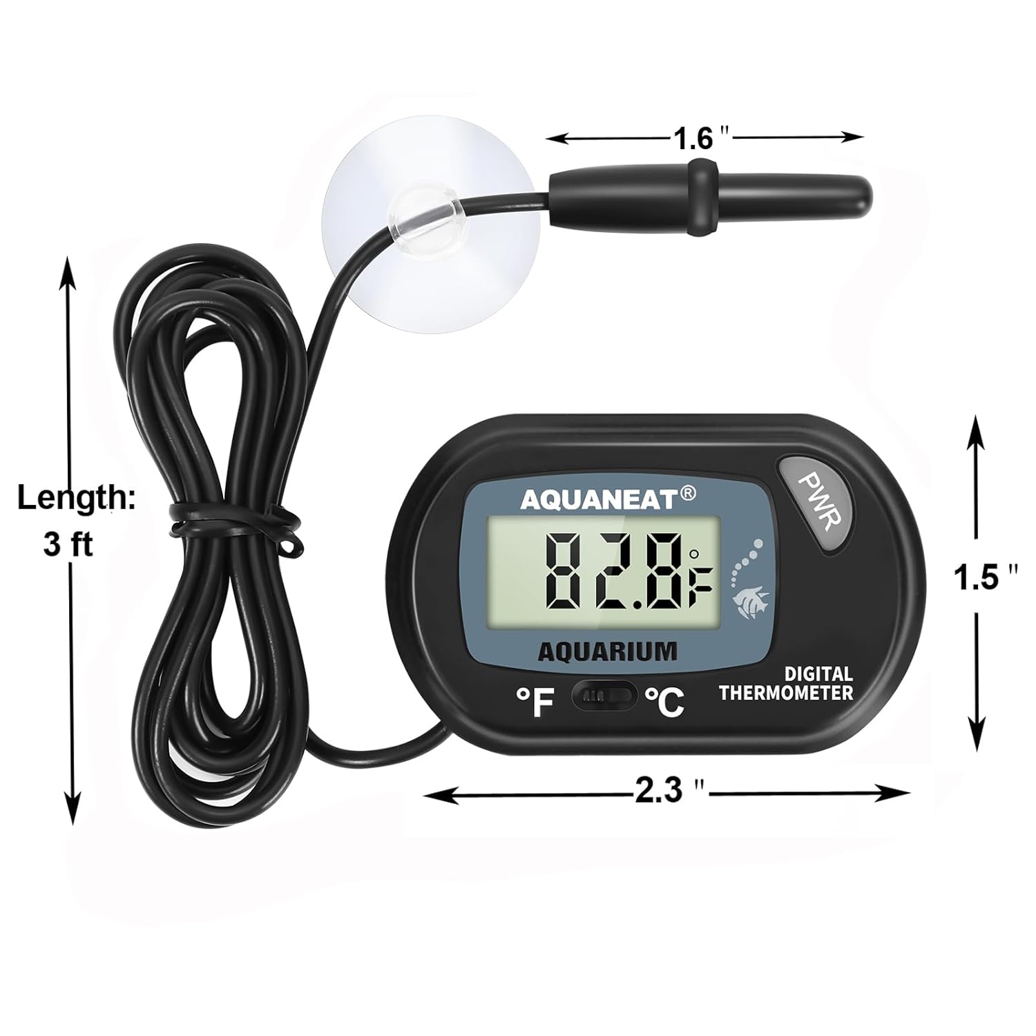 AQUANEAT Aquarium Thermometer, Fish Tank Thermometer, Digital Temperat