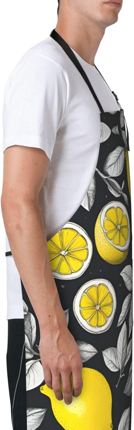 Lemon Fruit Pattern print Waterproof chef's apron with pocket apron fo