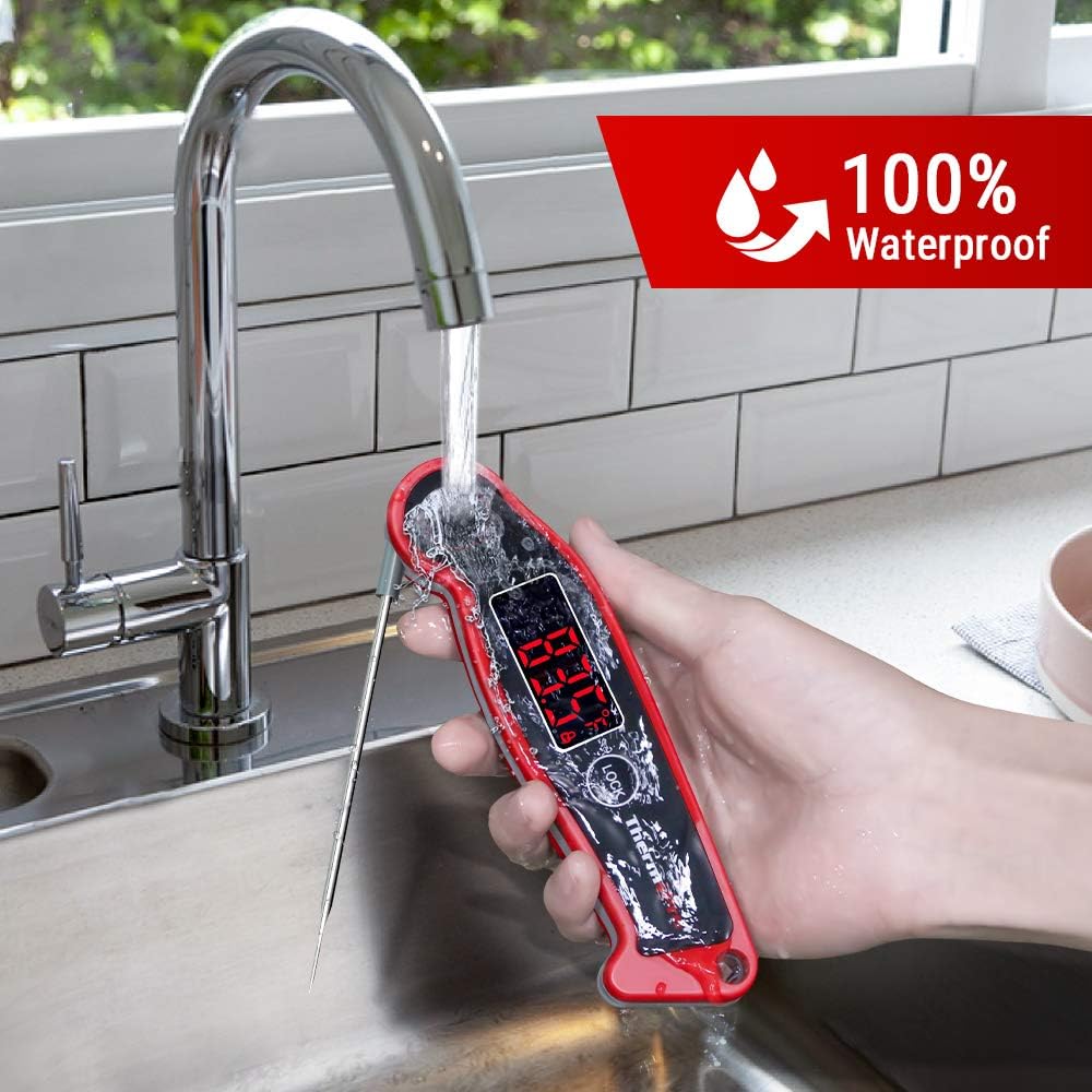 ThermoPro TP19 Waterproof Digital Meat Thermometer for Grilling with Ambidextrous Backlit & Thermocouple Instant Read Kitchen Cooking Food Thermometer for Candy Water Oil BBQ Smoker Fathers Day Gift