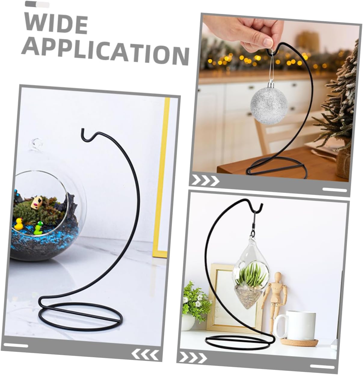 PRETYZOOM 3pcs Ornament Stands Glass Globe Display Holders Craft Hook Stands for Homes Offices Schools