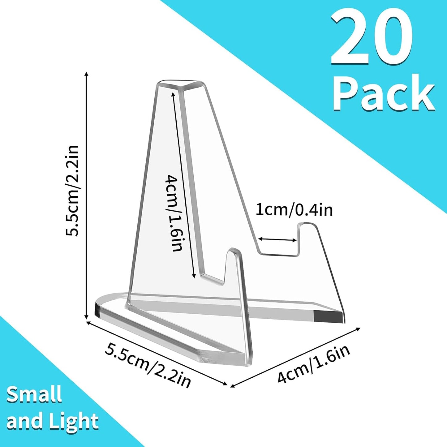 Card Display Stand, 20 Pack Small Easel Stand, Acrylic Picture Holder Stands, for Challenge Coin Graded Card Sports Card Trading Card PSA Card Baseball Card (2.2 Inch Tall)