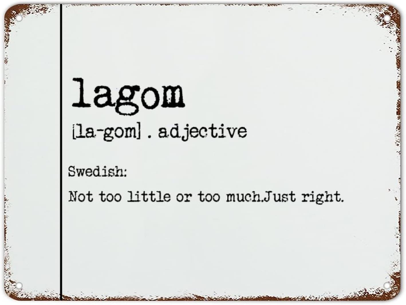 Lagom Definition Metal Sign Lagom Definition Typography Aluminum Metal Sign Vintage Metal Wall Sign Rustic Wall Art for Home Man Cave Door Porch Garden Party 12x16 inch