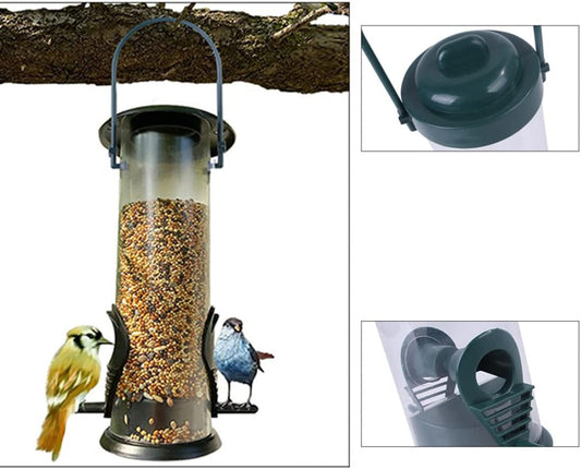 Bird Feeder Hanging Seed Holder Bird Food Container Dispenser Automatic Plastic Supplies for Outoor Wild Birds Hanging Feeder