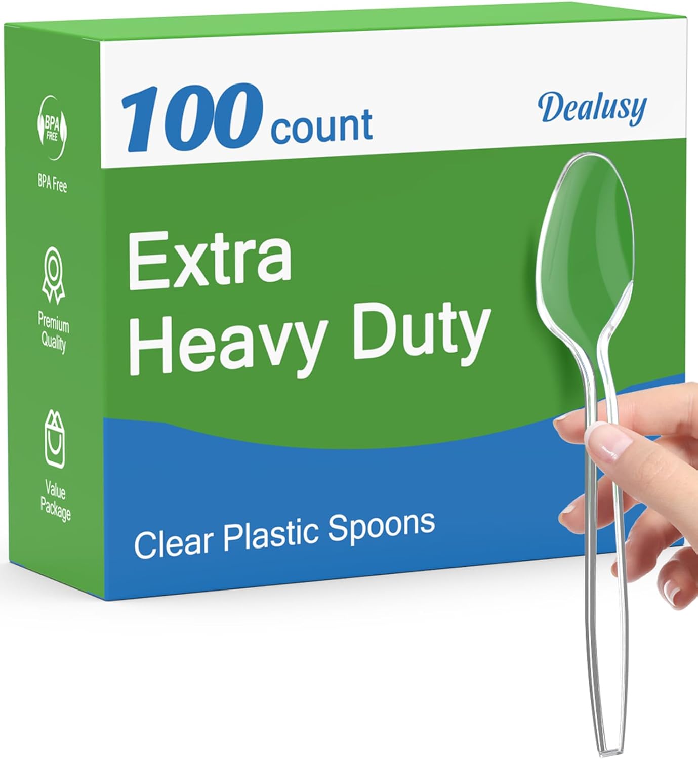 100 Count Clear Plastic Spoons Disposable, BPA-Free, Heat Resistant, S