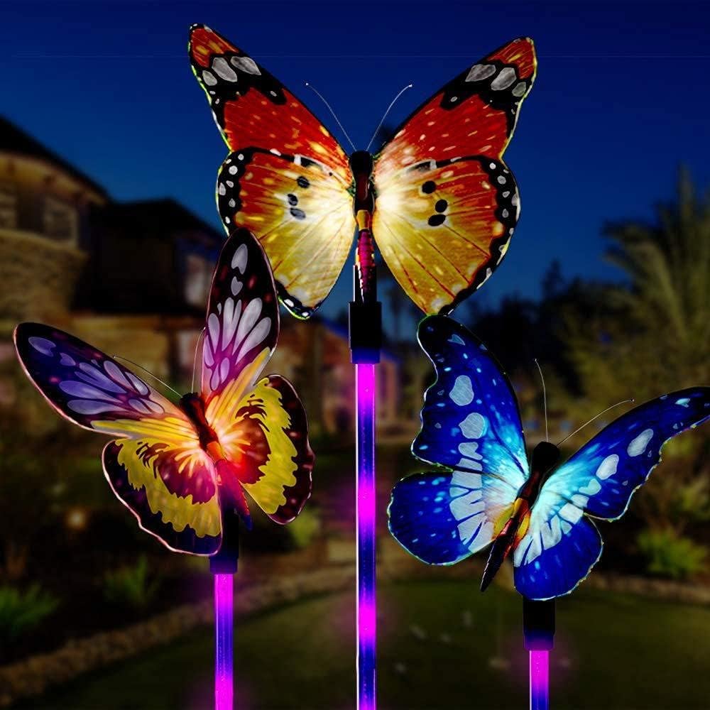 LED Fiber Optic Butterfly Light Outdoor Garden Lawn Landscape Decorative Light Solar Lights for Garden Decoration