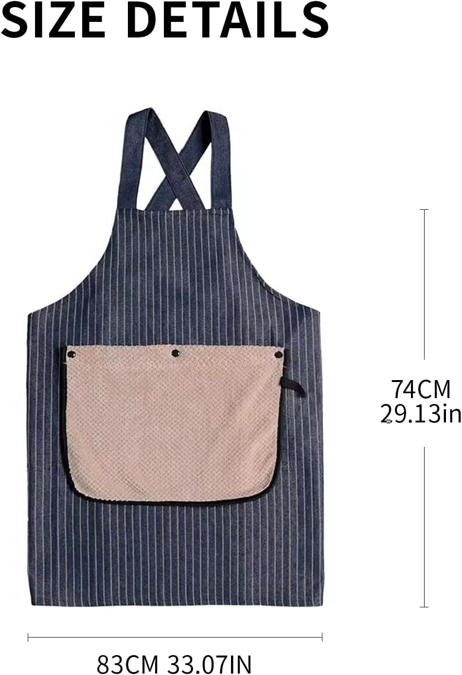 Welan Apron for Women with Pocket, Cross Back No Tie Pinafore No Tie f