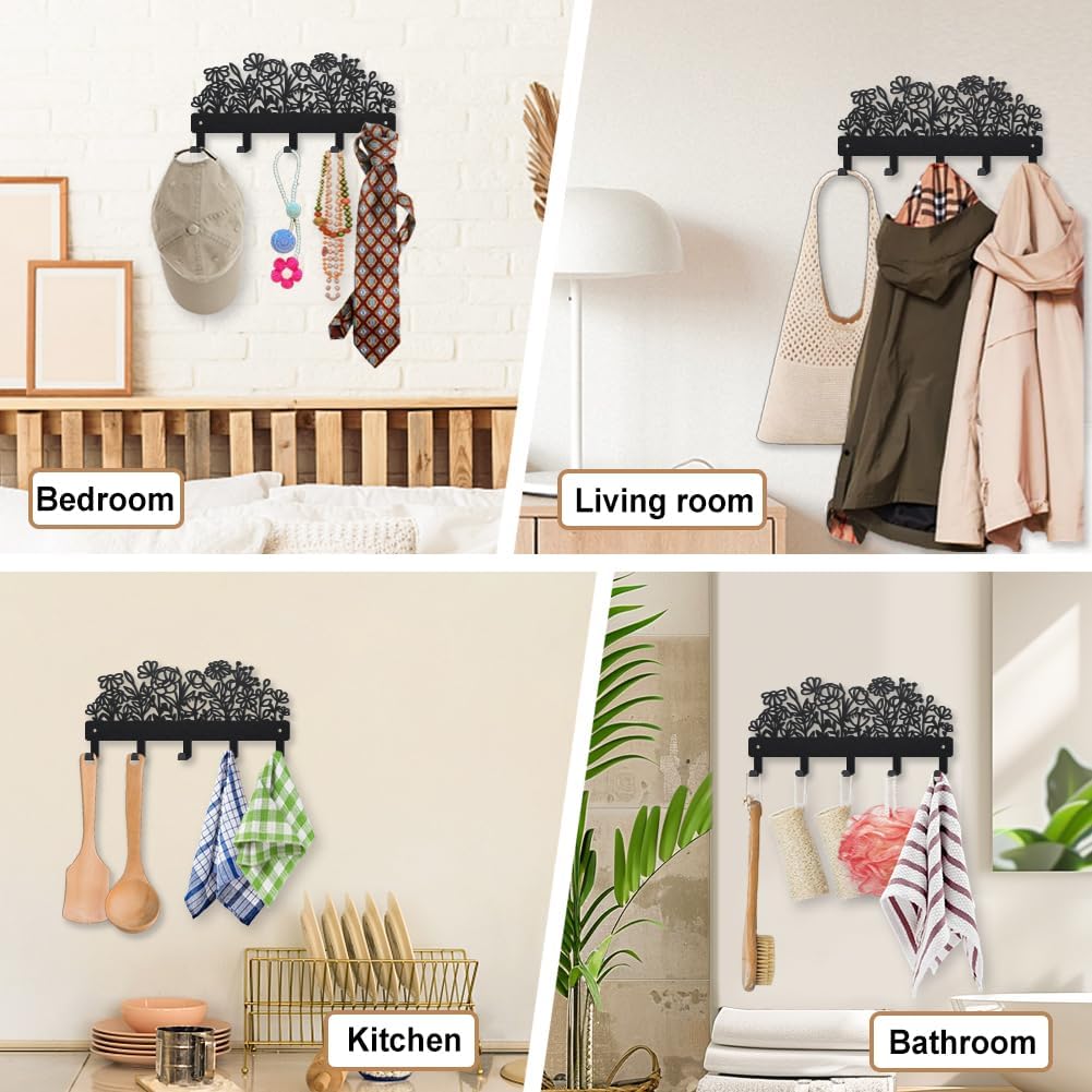 MAYJOYDIY Wildflowers Metal Key Hook for Wall Spring Weeds Plants Coat