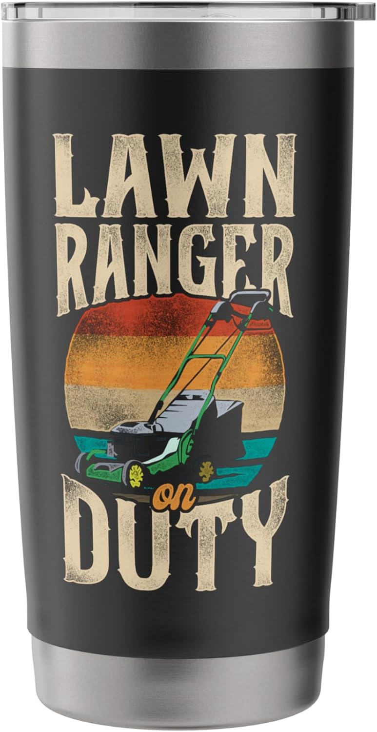 Lawn Ranger On Duty Grass Cutting Landscaping Gardener Stainless Steel Insulated Tumbler