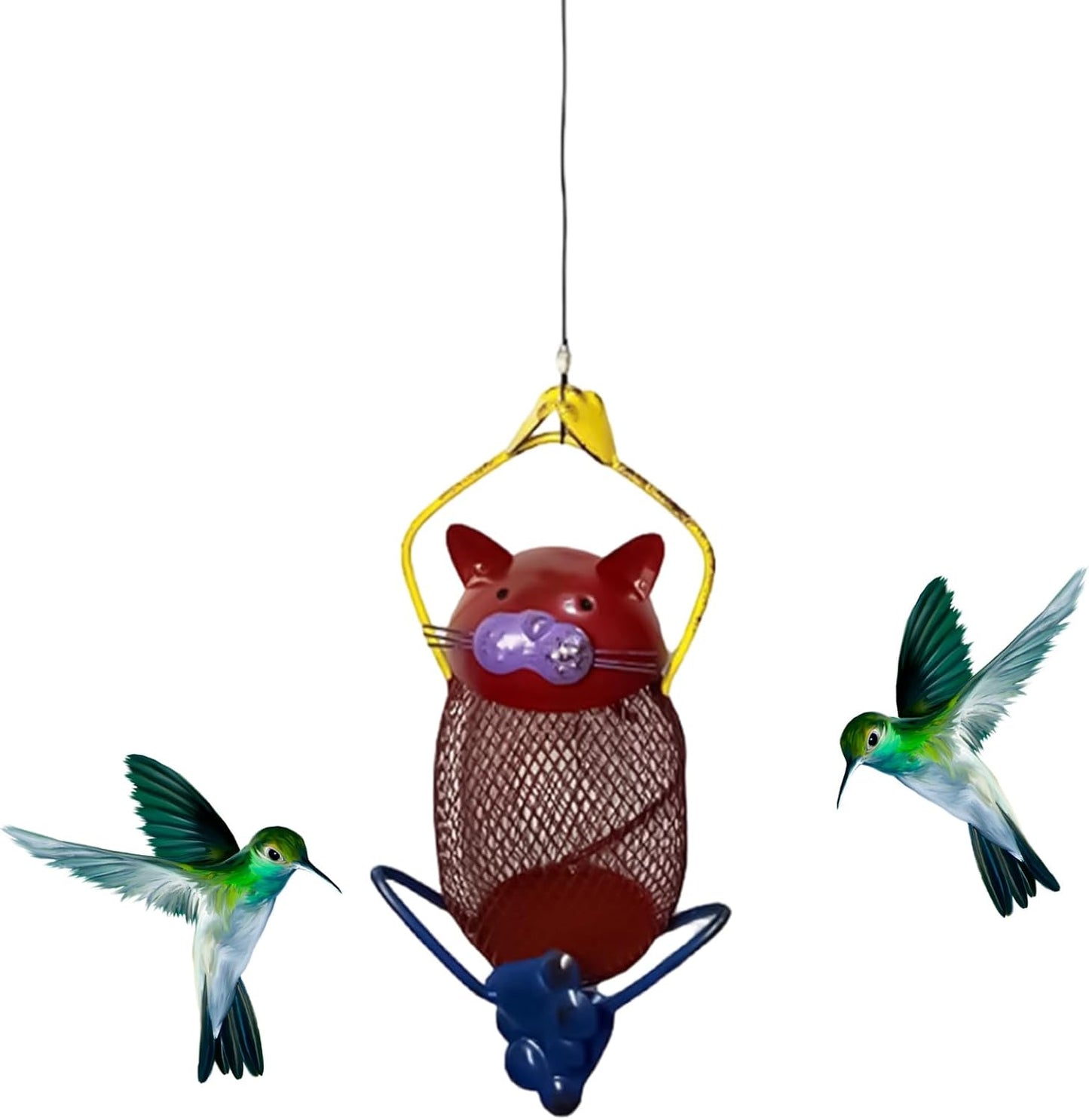 Metal Bird Feeder,Cat-Shaped Metal Frame Food Station | with Hook Squirrel Proof Small Hummingbird Feeder | for Outside Garden Yard Wildlife Observation