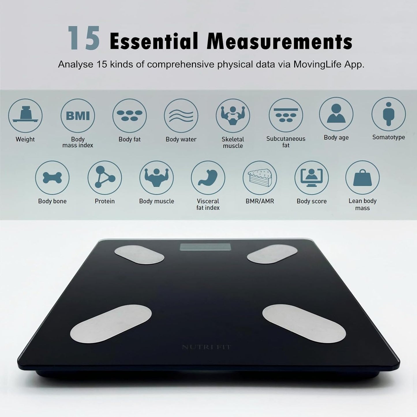 NUTRI FIT Smart Scale for Body Weight Body Composition Monitor, Bathro