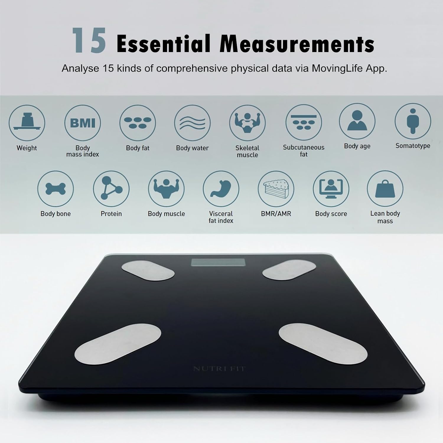 NUTRI FIT Smart Scale for Body Weight Body Composition Monitor, Bathro