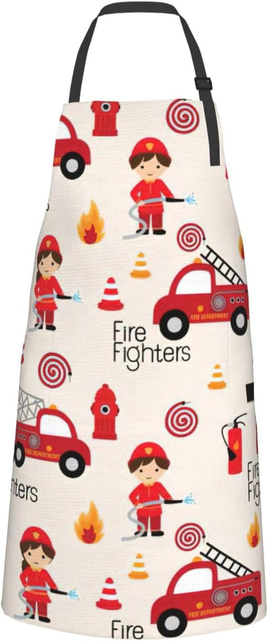 Little Boys and Girls in FireFighters Print 28x33 In Adult Kitchen Apr