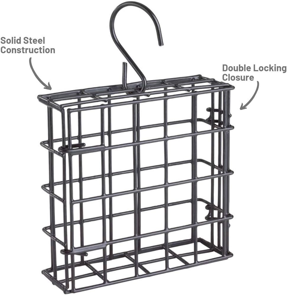 More Birds Suet Cage Bird Feeder, Fruit and Suet Feeder, Single Cake Capacity ,Black