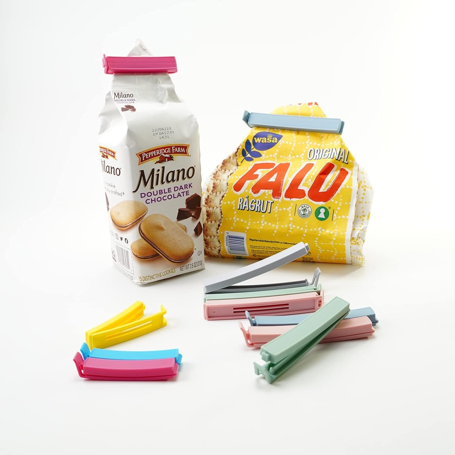 32 PCS Plastic Chip Clips for Food Packages, Curved Design Sealing Bag