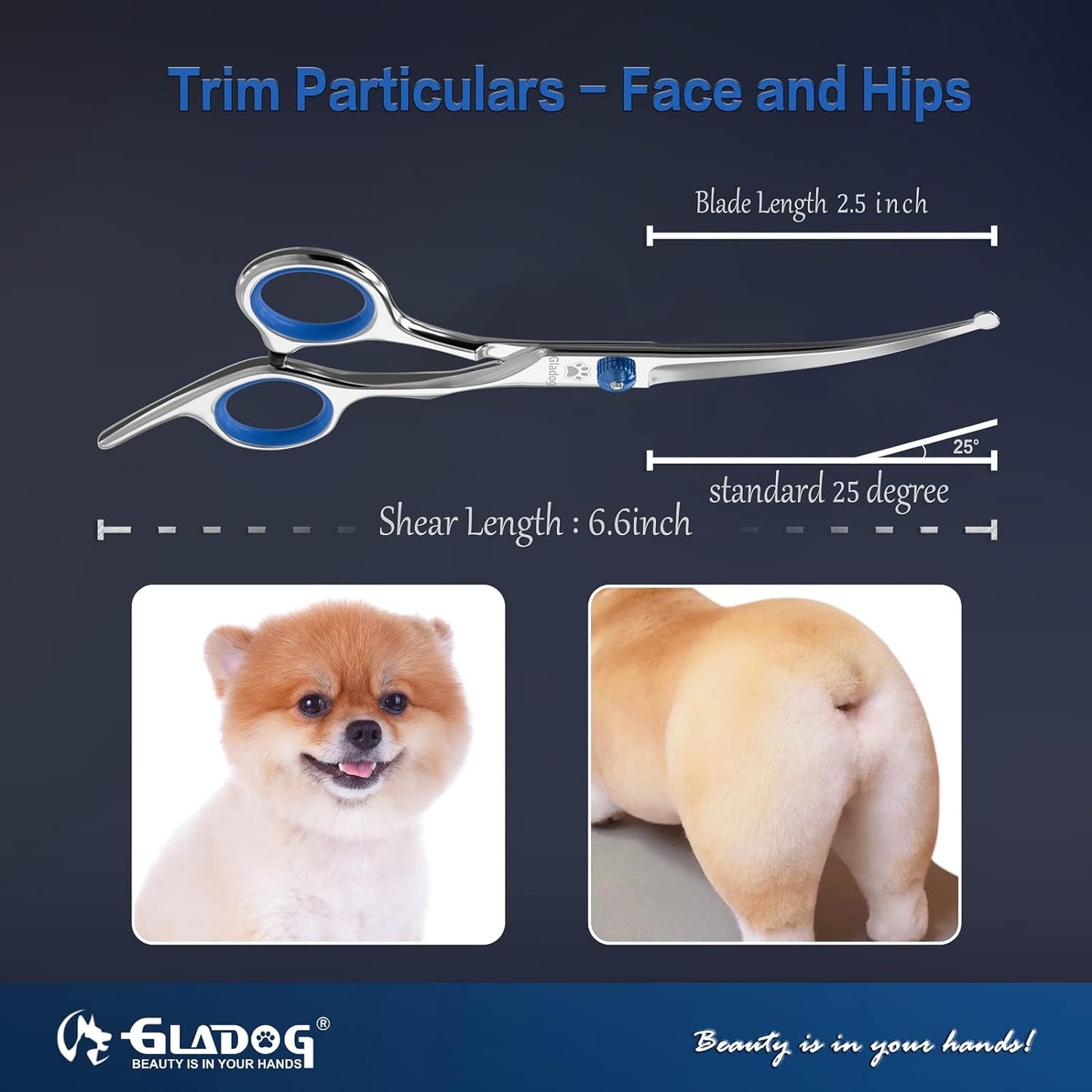 Dog Grooming Scissors Kit with Safety Round Tips, GLADOG Professional 