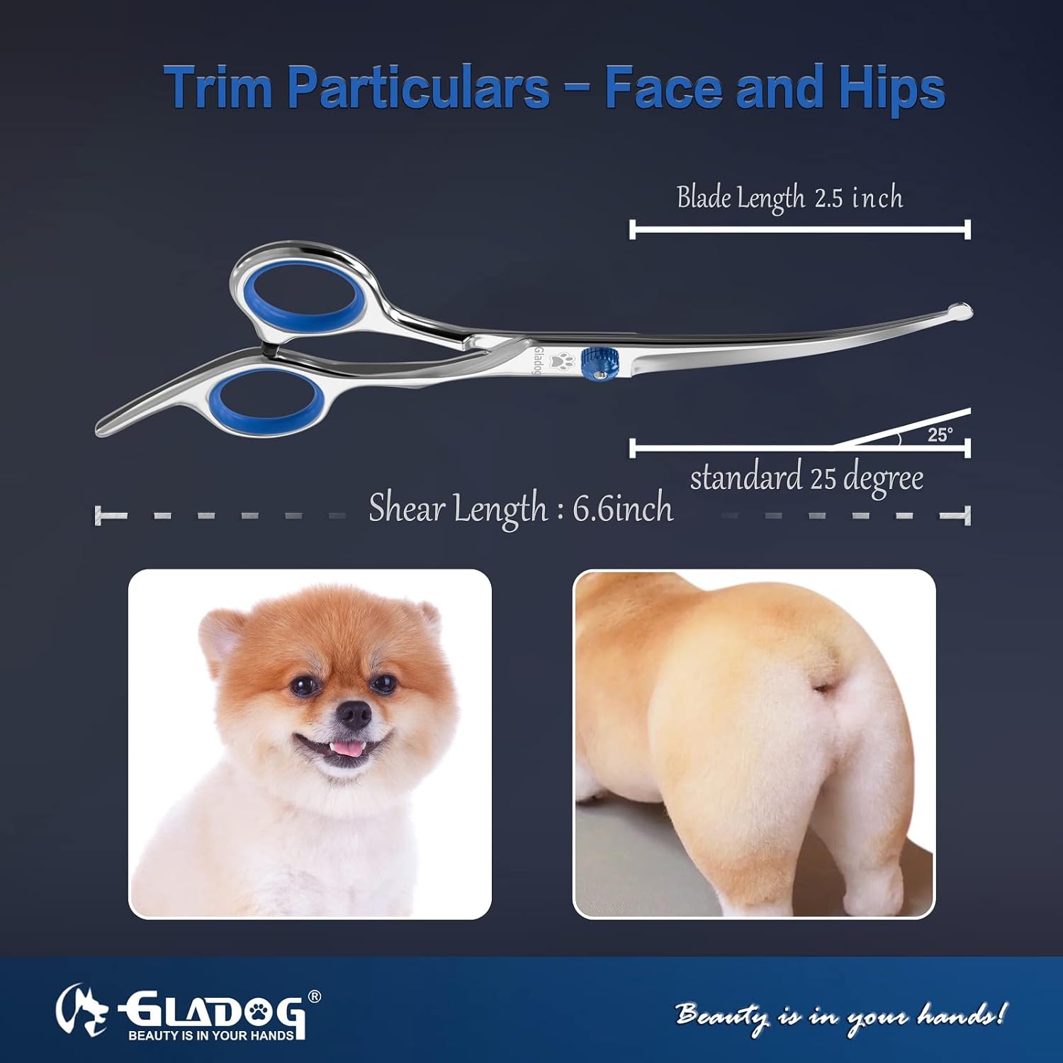 Dog Grooming Scissors Kit with Safety Round Tips, GLADOG Professional 