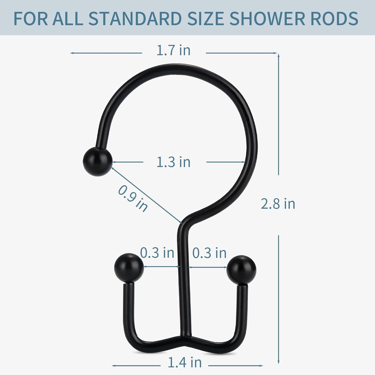 Goowin Shower Curtain Hooks, 12 Pcs Shower Curtain Rings, Durable Rust