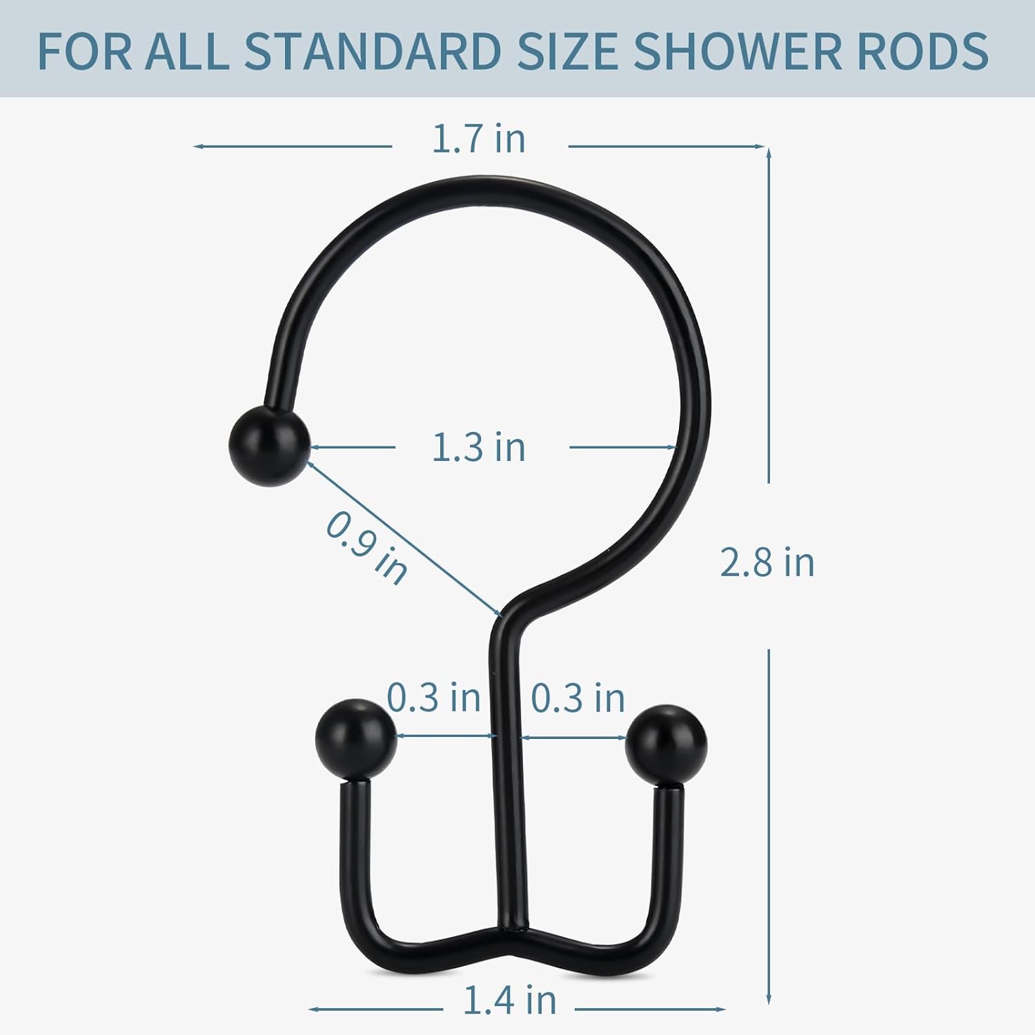 Goowin Shower Curtain Hooks, 12 Pcs Shower Curtain Rings, Durable Rust
