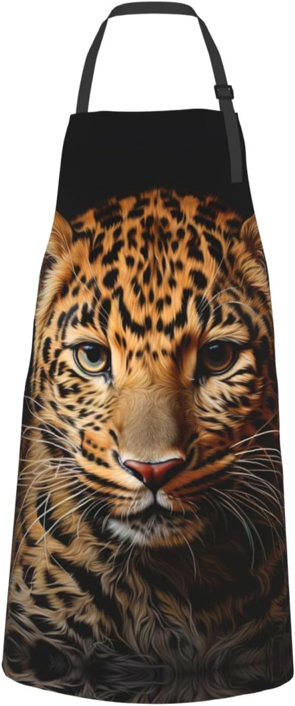 Leopard Print print Waterproof chef's apron with pocket apron for kitc