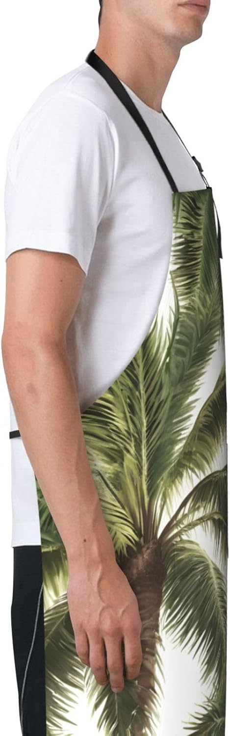 YANYU Palm Tree Print 28x33 In Kitchen Apron Stylish Chef Apron with P