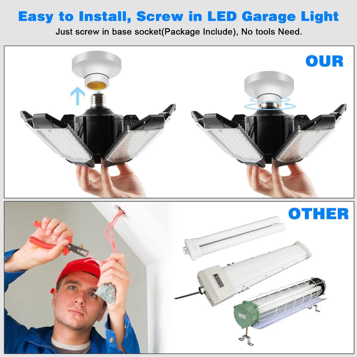Garage Lights - 2Pack Super Bright 32000LM LED Garage Ceiling Light 65