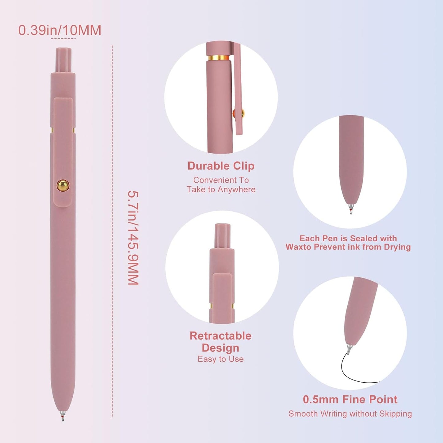 Ddaowanx Gel Pens, 6 Pcs 0.5mm Quick Dry Black Ink Pens Fine Point Smo