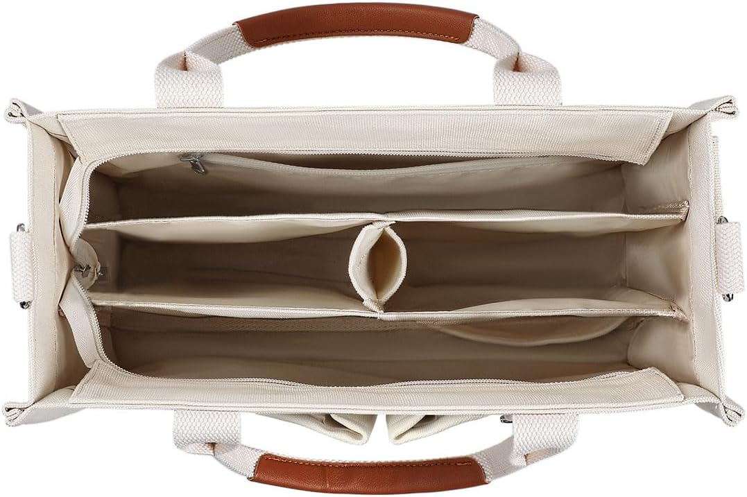 FIORETTO Canvas Tote Bag for Women with Zipper Closure & Individual Co