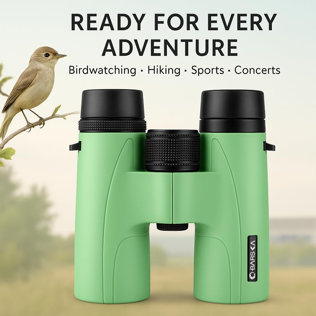 Barska Crush 10x42 Binoculars – Lightweight, Compact & Shockproof Design in Bright Colors for Hiking, Travel, Concerts, Sports, Great Gift Idea – Case & Strap Included