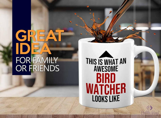 Bird Lover Coffee Mug 11oz White - Awsome bird watcher looks like - Hummingbird Nest Cage Parrot Dad Gardening Outdoor Birdwatcher Feeder