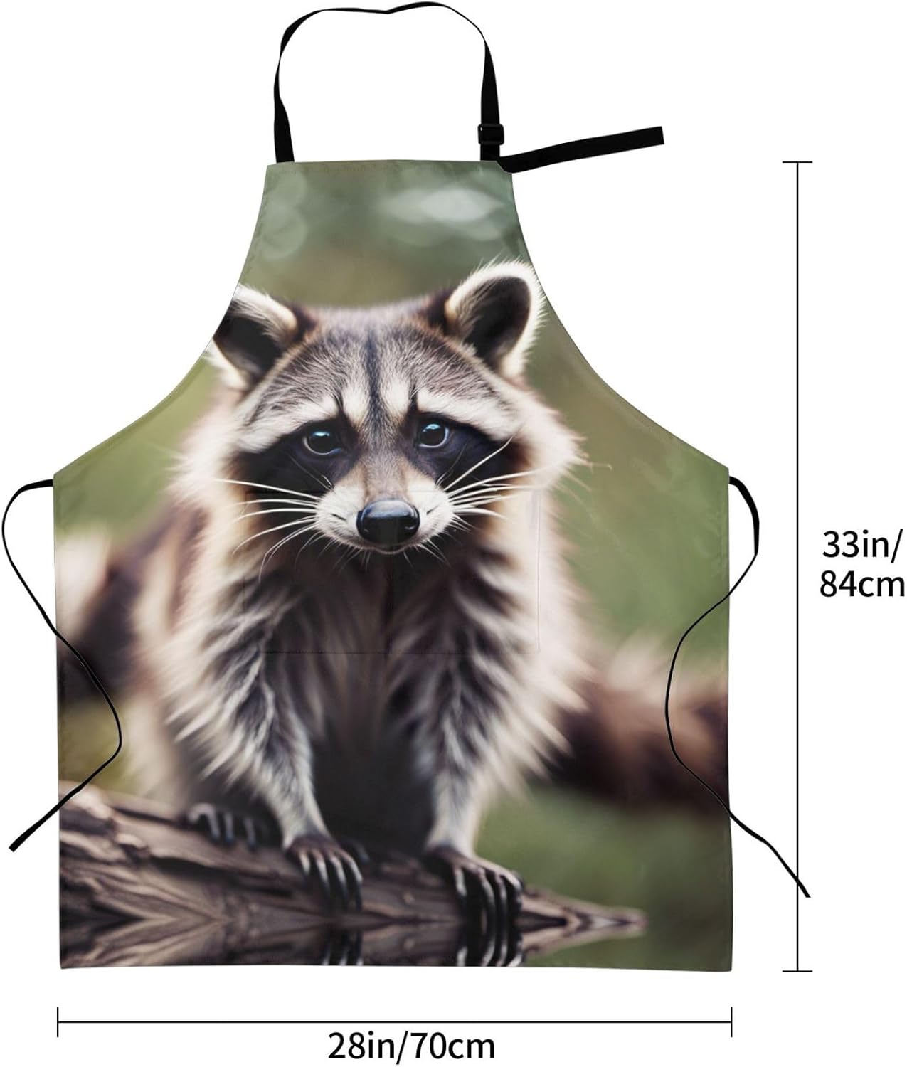 cute raccoon print Waterproof chef's apron with pocket apron for kitchen cooking baking barbecue and gardening