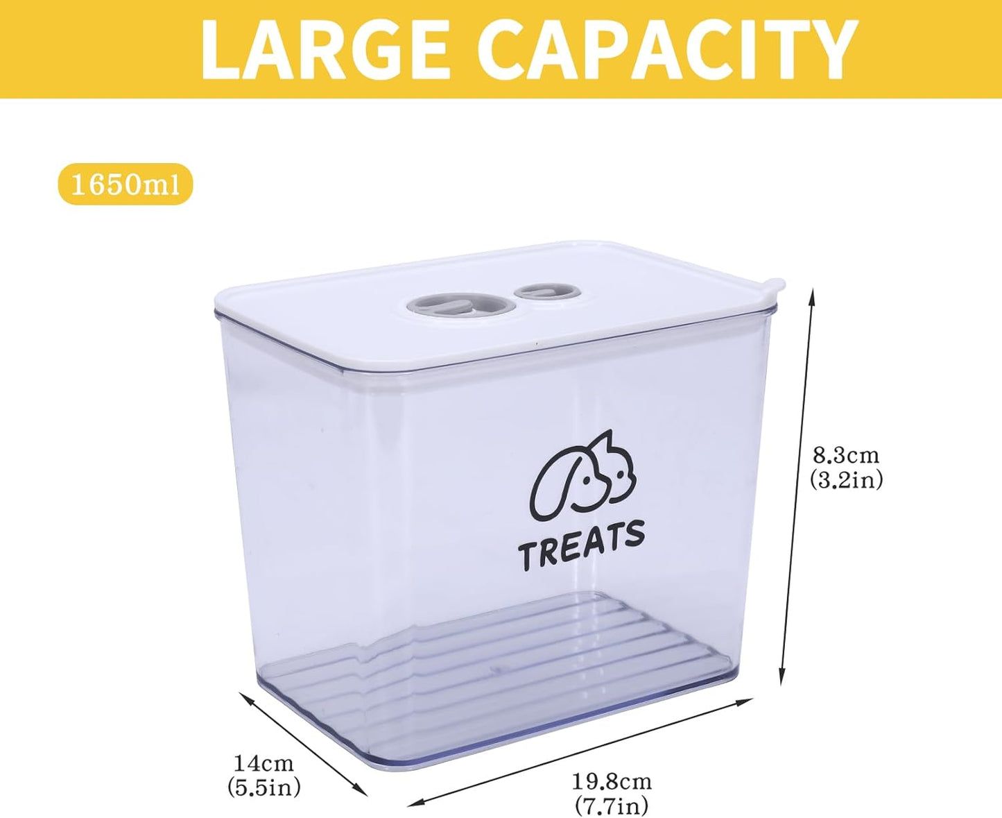 4Qt Pet Food Storage Containers, Airtight Dog Food Storage Container with Chronograph Wheel Design, Dog Treat Container with Suitable for Pet,Bird Seeds,Dog & Cat Treats(White)