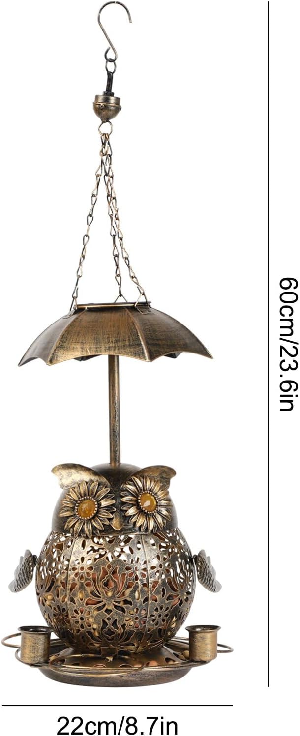 Solar Bird Feeder for Outdoors Squirrel Proof, Wild Bird Feeder with Solar Lamp, Suitable for Attracting Wild Birds and Decorating Gardens