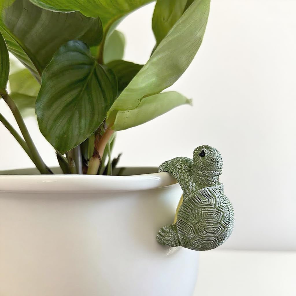2pcs Turtle Plant Decorations for Pots, Cute Plant Pot Decorations for Vase Fish Tank Home, Indoor Outdoor Animal Figurines Turtle Planter, Tortoise Garden Decor Statue, for Women
