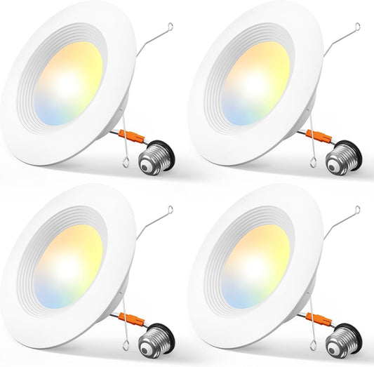 Amico 4 Pack 5/6 inch 5CCT LED Recessed Lighting, Dimmable, 12.5W=100W