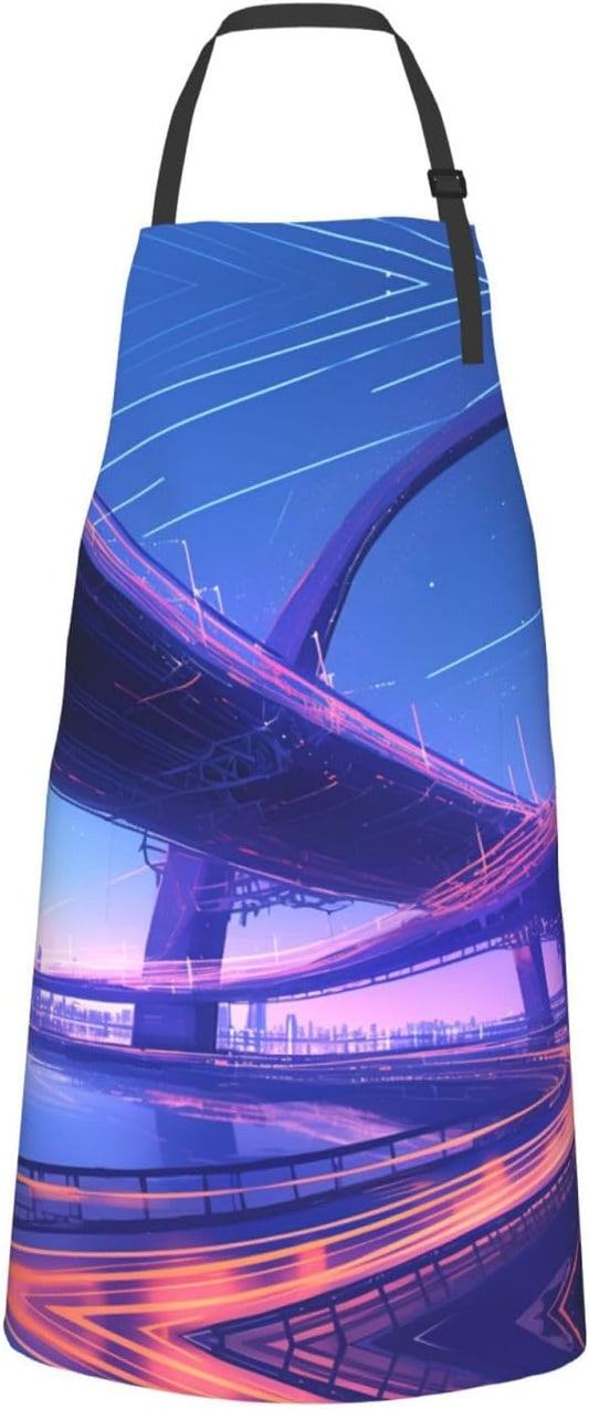 Bay Bridge print Waterproof apron with pocket adjustable cooking apron for adult kitchen bibs to bake