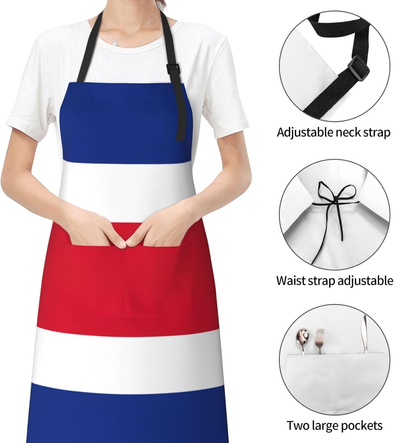 Flag of Costa Rica Print Laundry apron 28x33 In Waterproof Kitchen Apron with Pockets for Cooking Baking