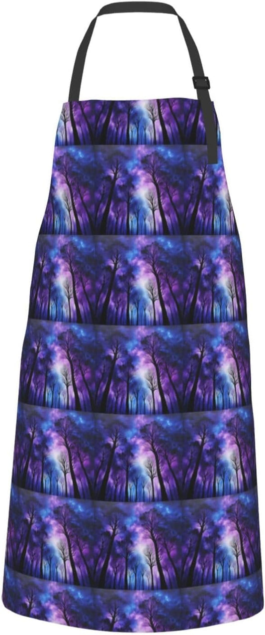 YANYU Starry Night Sky Deep Print 28x33 In Kitchen Apron Stylish Chef Apron with Pockets for Cooking Baking Painting