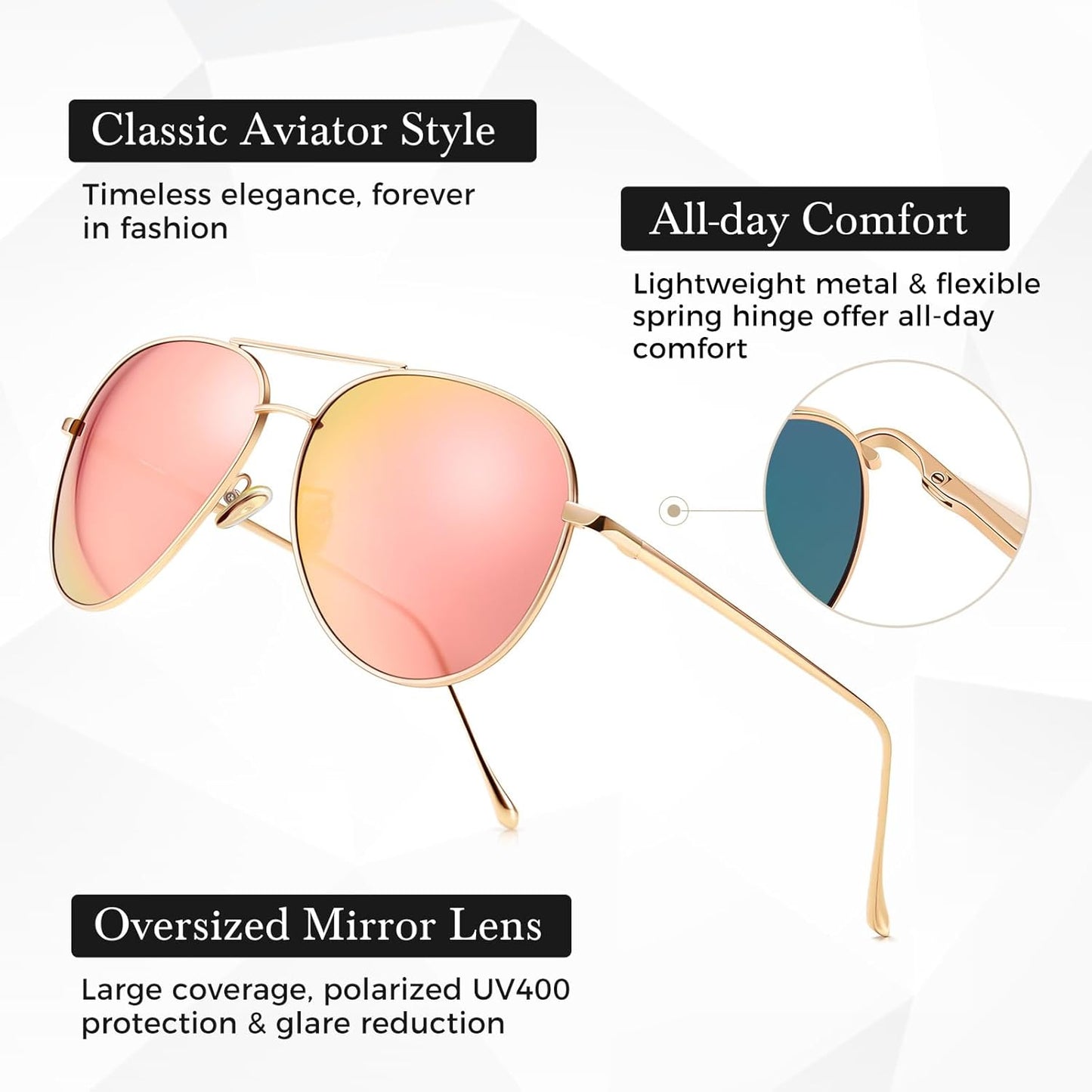 SUNGAIT Women's Lightweight Oversized Aviator Sunglasses - Classic Sty