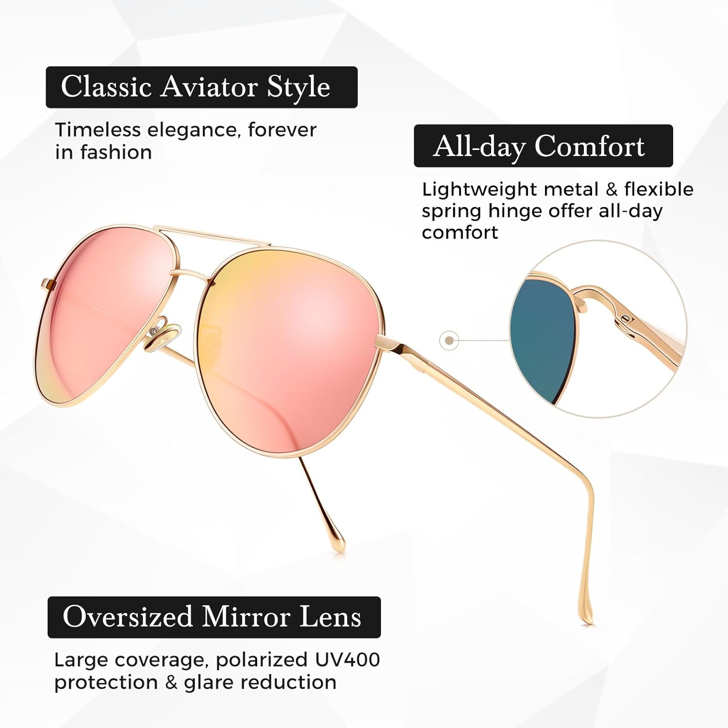 SUNGAIT Women's Lightweight Oversized Aviator Sunglasses - Classic Sty