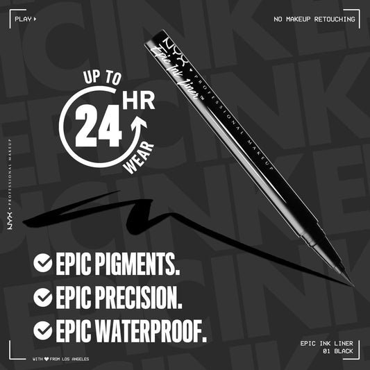 NYX PROFESSIONAL MAKEUP Epic Ink Liner, Waterproof Liquid Eyeliner - B